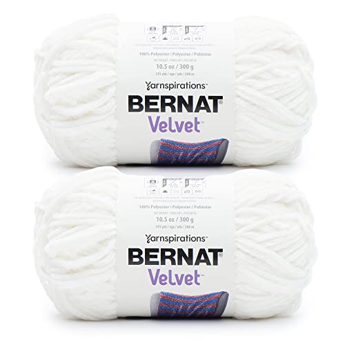 Image of Bernat Velvet White Yarn - Pack of 2 10.5oz /300g - Polyester - #5 Bulky - 315 Yards - Knitting & Crochet