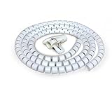 CHAKEUZND Espiral Cable Tidy Manment Sleeve, Funda protectora de cable de banda de plástico con envoltura en espiral de 1 metro(White,10mm inside diameter)