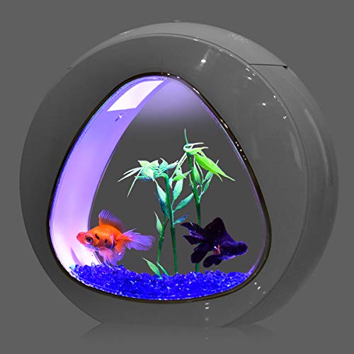Spsupe 1 Gallon Aquarium Fish Tank, Fish Bowl With Led Light And Power Filter, Acrylic Betta Fish Tank With Artificial Aquatic Plants, Blue Jean Aquarium Gravel #TOP3