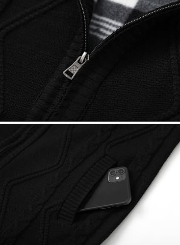 Image of Vcansion Men's Classic Cardigan Sweaters Stand Collar Slim Fit Casual Knitted Sweater
