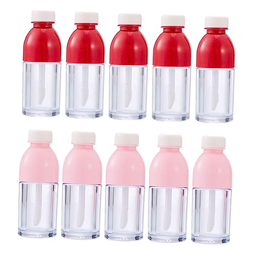KAILIKETIY 10Piezas Tubos De Brillo De Labios Vacíos Forma De Botella De Tubos y Tubos Rojos para Bricolaje De Labiales y Bálsamos Labiales De Viaje
