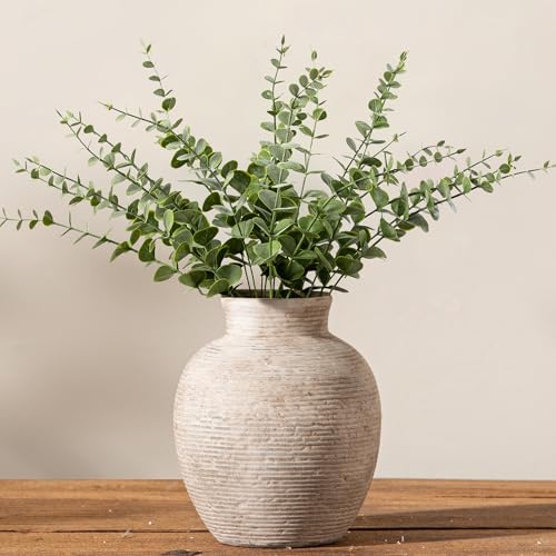 Vanselia Ceramic Flower Vase Home Decor - Small Farmhouse Table Vases Rustic Vintage Living Room Kitchen Bedroom Decorations for House Book Shelf Office Coffee Desk Dining Fireplace (6 Retro)