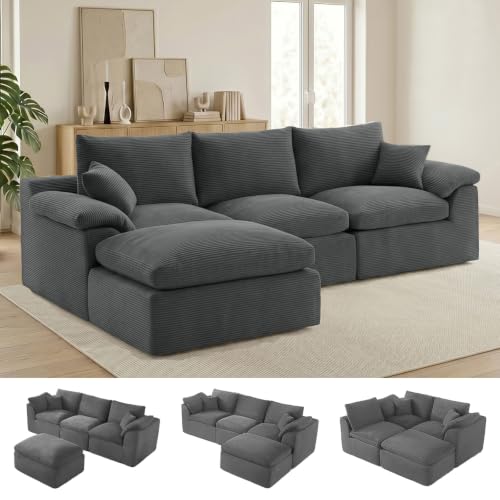 Image of Cloud Sectional Couch, Boneless Couches for Living Room, Gray