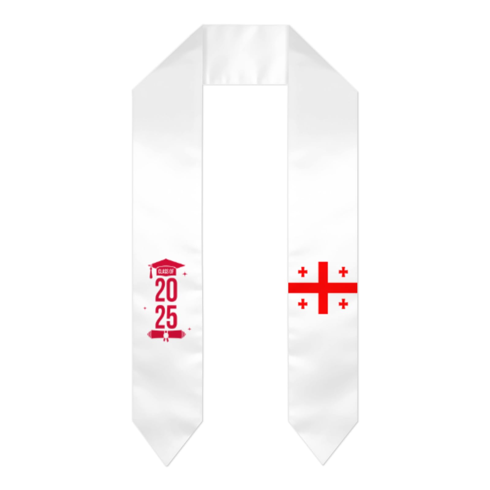 SMAZDFXX Class of 2025 Georgia Flag Graduation Stoles Shawl Sash Scraf For Students Graduation Season