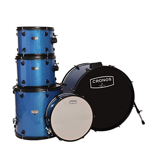 Image of ARCTIC CRONOS 5 Piece Complete Acoustic Drum Kit | Drumset with Drumsticks, Cymbals and throne - Nickel Hardware. Best Sounding shells, most durable build, Professional level Configuration. (Blue)