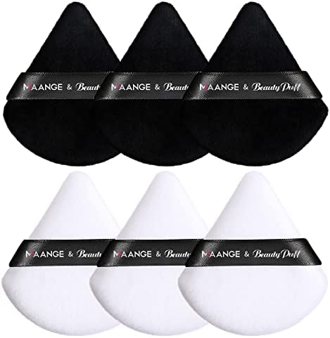 MAANGE 6 Pcs Powder Puff, Triangle Makeup Puff for Loose Powder, Soft Face Body Foundation Powder Puffs, Makeup Tool For Cosmetic, Triangular Design for Contouring, Under Eyes and Corners