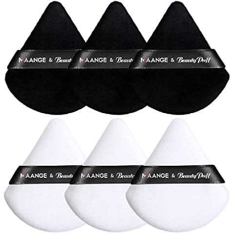 MAANGE 6 Pcs Powder Puff, Velour Triangle Makeup Puff for Loose Powder, Soft Face Body Foundation Powder Puffs, Makeup Tool For Cosmetic, Triangular Design for Contouring, Under Eyes and Corners Cover