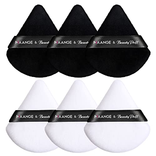 Maange 6 Pcs Powder Puff, Triangle Makeup Puff For Loose Powder, Soft Face Body Foundation Powder Puffs, Makeup Tool For Cosmetic, Triangular Design For Contouring, Under Eyes And Corners #TOP3