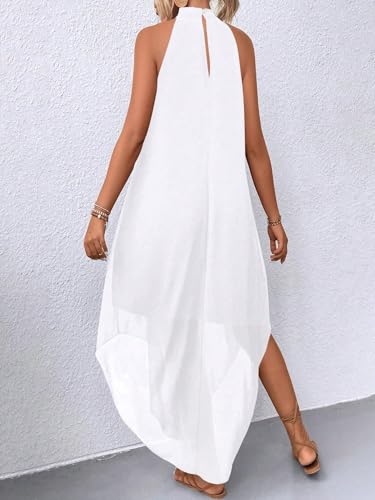 Image of Verdusa Women's Wedding Guest Dress Halter Flowy Chiffon Asymmetrical Long Summer Prom Dress