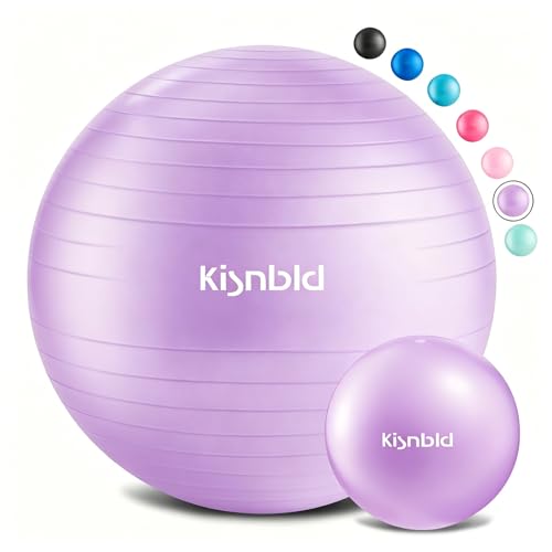Image of kisnbld Exercise Ball, Extra Thick Yoga Ball for Workout Pregnancy Stability, 4 Sizes Anti-Burst Balance Ball with Foot Pump - Heavy Duty Fitness Ball Chair for Office, Home & Gym