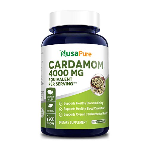 Cardamom Extract 4000mg 200 Vegetarian Capsules (Non-GMO & Gluten Free) Supports Healthy Stomach Lining* Supports Healthy Blood Circulation*