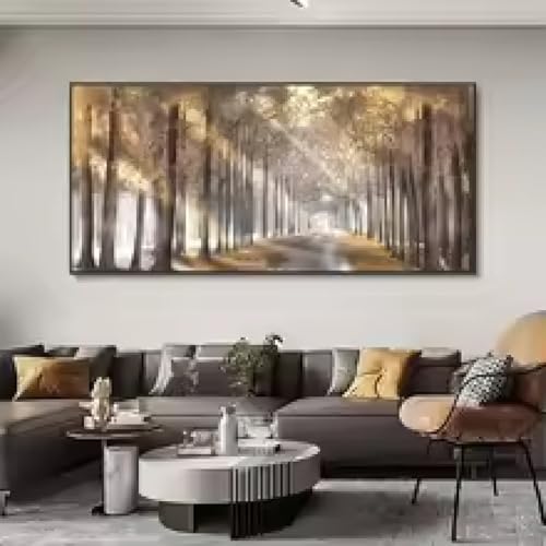 Toile paysage forêt brumeux d'automne HIPWST affiche arbre soleil 20x40cm