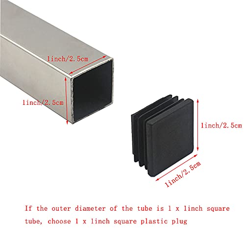 Image of ZYAMY 8pcs 1 Inch Square Plastic Plug Tubing End Cap 1 inchx1 inch Square Tubing Plug Cap for Square Tube, Black
