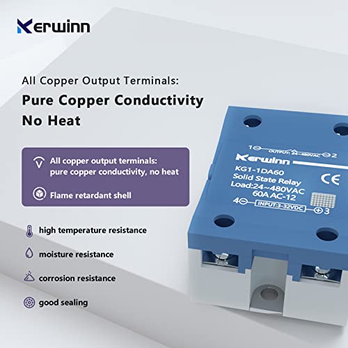 Kerwinn YJG1-1DA80 Solid State Relay Dc To Ac 80A Input 3-32Vdc To Output 24-480Vac Single Phase Ssr Relay thumb #4