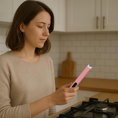 Encendedor eléctrico recargable USB negro y rosa miniatura 6