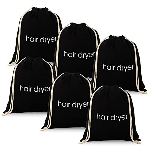 ERKXD 3 | 6 | 8 Pack Hair Dryer Bags Drawstring Bag Container Hairdryer Bag for travel bathroom (6 PCS, Black) by ERKXD - Used condition - US$21.18