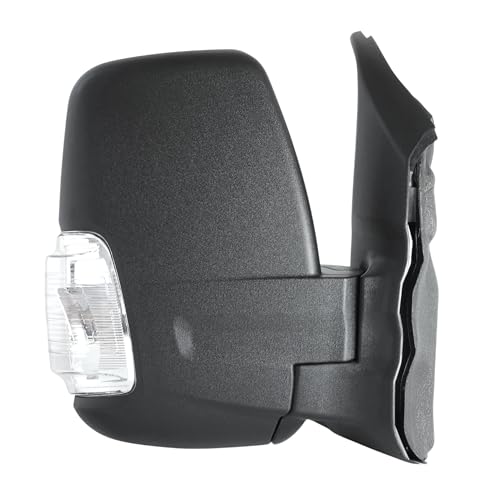 Spieg Passenger Side Mirror for 2015-2019 Ford Transit 150 250 350 Cargo Van | Right Side View Mirror Assembly Power Adj Heated Turn Signal Manual Fold Short Arm | Textured Black 6 Pins FO1321552
