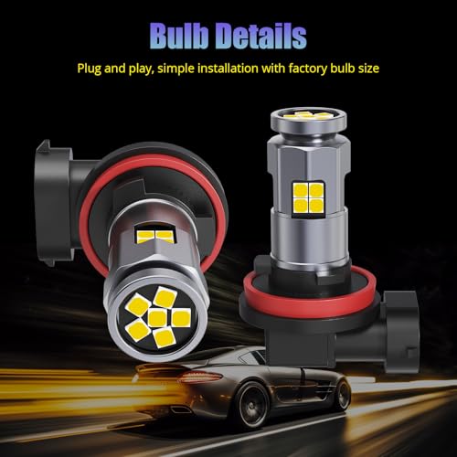 Bombillas LED H8 H11 3000K Amarillo Dorado para Niebla miniatura 4