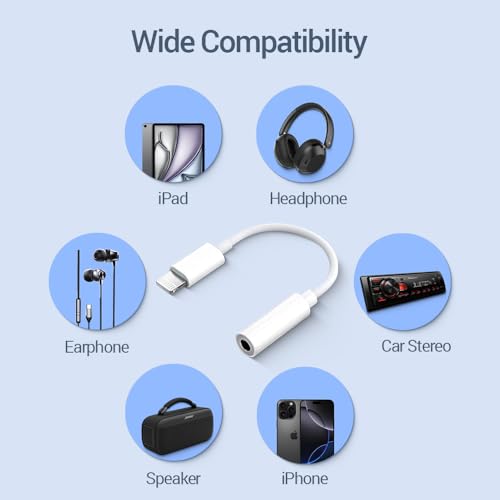 Image of UNIGEN Lightning to 3.5 mm Headphones Adapter, Headphone /Earphone Jack Audio Aux Dongle Compatible with iPhone 14 13 12 11 Pro XR XS Max X 8 7 6s Plus