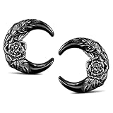 Earblity 2PCS Crescent Moon Saddle Plugs 316 Stainless Steel 0g 8mm Black Ear Gauges Hypoallergenic ear gauges expander Piercing Body Jewelry