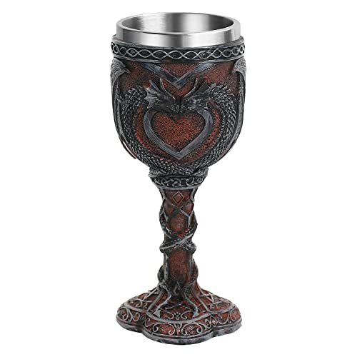 Otartu Edelstahl Mittelalter Paar Drachen Kelch Kelch Dungeons und Drachen Gothic Weinbecher 210ml Cover