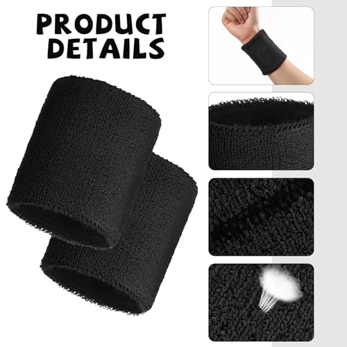 willbond 8 pack wrist sweatbands sports wristbands tennis sweatbands neon 80s thick cotton gymnastics sweat band international sports athletic wristband for men women party supplies