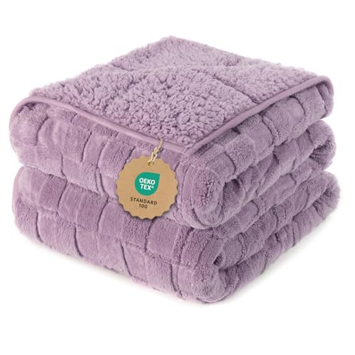 Kivik 20lbs Weighted Blanket for Adults, Checkered Fleece & Sherpa, 60"x80"