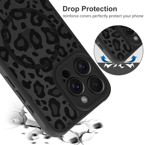 Image of KANGHAR Case for iPhone 15 Pro Phone Case Leopard Printed Pattern | Cute Cheetah [Compatible with Magsafe] Protective Magnetic Case for Girls Women Men 6.1 inch