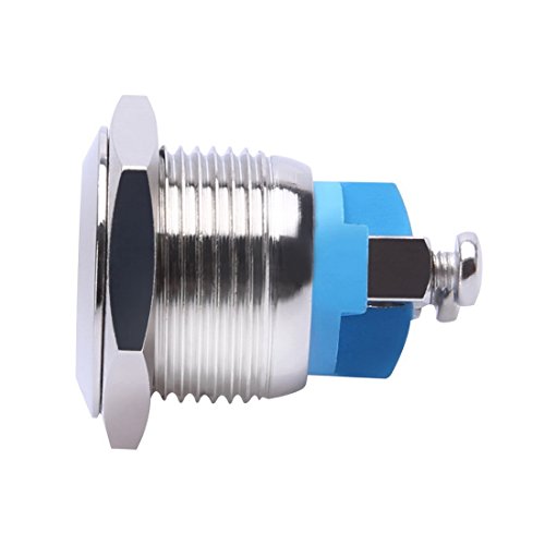 Miniatura 2 de WerFamily Interruptor de botón de metal de acero inoxidable momentáneo impermeable de 0.630 in Top plano 250V 3A 1NO SPST