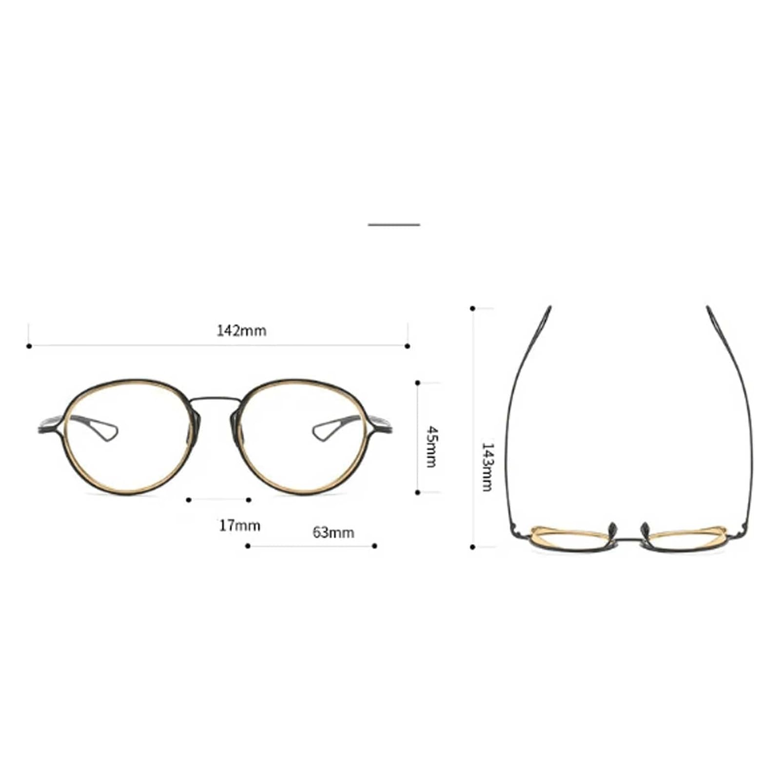 Montature Montature per Occhiali ultraleggere Montature per Occhiali Rotonde in Titanio Puro con Lenti Trasparenti Montature per Occhiali Occhiali Unisex Comodo da Indossare