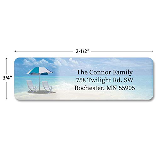 Colorful Images Calm Seas Rolled Personalized Return Address Mailing Labels with Dispenser, Customize with Name & Shipping Address, 250 ¾” x 2½” Self Adhesive, Easy Peel Label Roll - Thumbnail 2