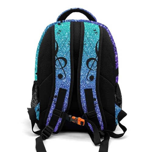 Custom Text Ombre Glitter Music Note Piano Backpacks for Girls Boys School, Capacity School Backpacks for Kids Water-resistant Bookbags3