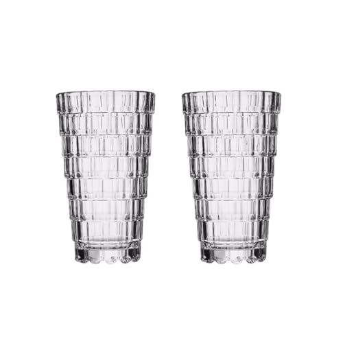 PEKJI Home Simple Glass Drinking Cup Transparent Juice Beverage Cup Creative Whiskey Cocktail Glasses Beer Mug ice Coffee Cup, Large, 2 Pack