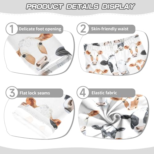 ALAZA Girls' Leggings Children's Yoga Pants Skinny Printed Dance Cows Head Watercolor Comfortable 4T2