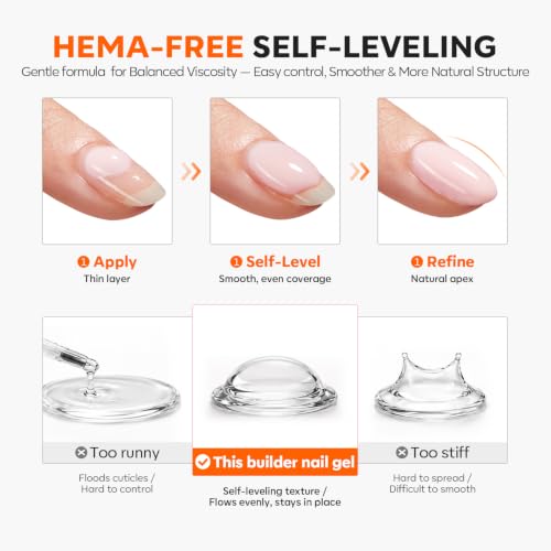 Image of modelones Builder Nail Gel Milky White HEMA-Free Builder Color Base | 8-in-1 Soft White Color Base Gel Polish Strengthener for Nail Extension, Natural Apex, Gentle Care, U /V Cured French Manicur