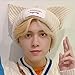 Kpop Hat Stray Kids Minho Knitted Hat Cat Ears Boy Girl Hats Beanie Caps (Beige)