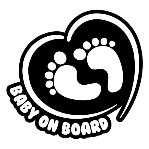 Image of TOTOMO Baby on Board Sticker for Car - Window Decal, Bumper Sign for New Parents, Durable Waterproof Safety Warning Sign for SUV Truck Minivan - Footprint Heart, 1 Pack