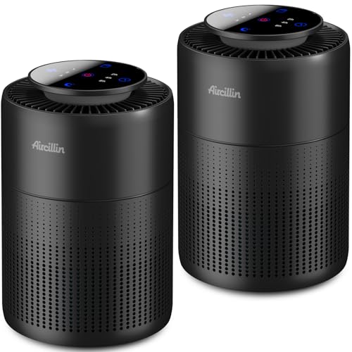 2 Pack Air Purifiers for Home Bedroom H13 True HEPA Air Filter Cleaner, Odor Eliminator, Remove Smoke Dust Pollen Pet Dander, Night Light For Home Living Room Dorm, Quiet 24dB Filtration System