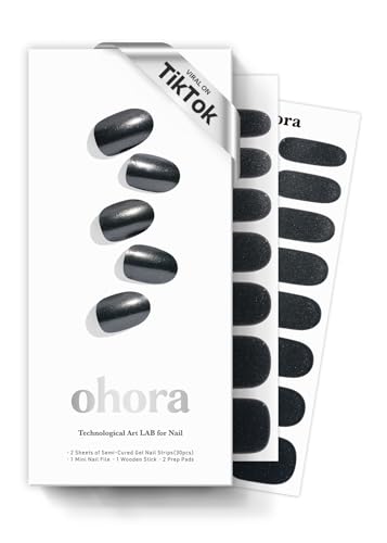 ohora Semi Cured Gel Nail Strips | Black, Chrome | N Boba Chrome