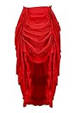 Women's Steampunk Skirt Ruffle High Low Outfits Gothic Plus Size Pirate Dressing Red 3XL/4XL