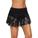 Fangvvi Damen Elegant Bademode Kurze Rock Bikinirock Eingebaut Bikinihose Sportrock Tunnelzug Schwim Badeshorts Damen, Kurze Rock Bikinirock, Eingebaut Triangel Bikinihose, Schwimmrock, Strandbikini