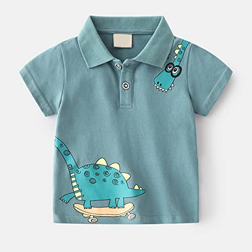 Toddler Boys Cute Pique Polo Shirt Infants Dinosaur Button Up Golf Shirts Kids Cool Collared Short Sleeve School Uniform Tops2