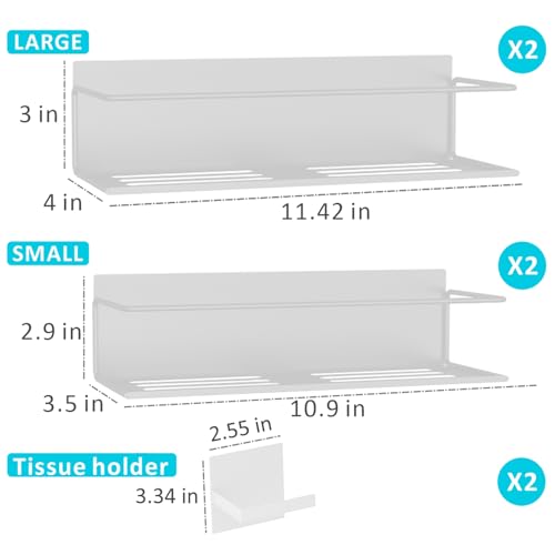 Image of Magnetic Spice Rack For Refrigerator, Space Saving Magnetic Shelf For Fridge White 4 Pack With Magnetic Paper Towel Holder