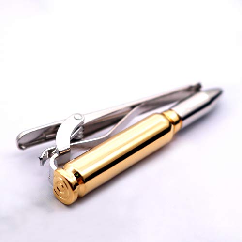 BXLE Cool Bullets Tie Bar Clips for Men, Gold Gun Shot Necktie Clip, Unique Shooting Sports Bullet Shell Stickpins for Wedding Groomsmen, Novelty Hunting Target Suit Accessories Jewelry (Tie Clip)3