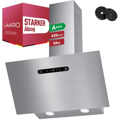 LAVARIO A+++ Kopffreie Dunstabzugshaube 60cm Umluft & Abluft mit 420 m³/h...