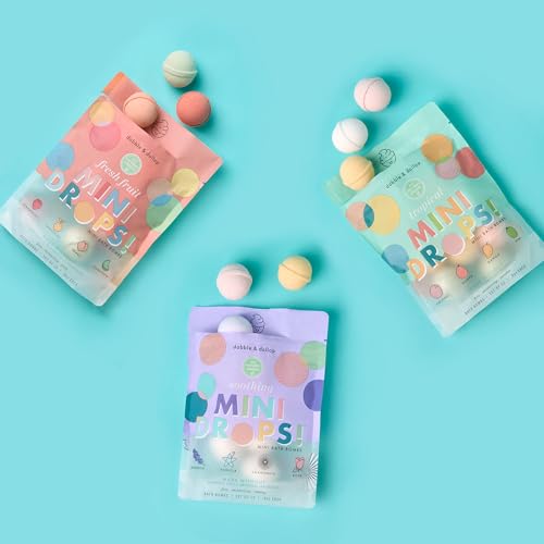 Image of Dabble & Dollop Mini Bath Bombs, 4-Pouch Variety Pack - Natural Origin, Clean Ingredients, No Synthetic Dyes, Toddler & Kids Bath Bombs in Resealable Pouches (Set of 48)