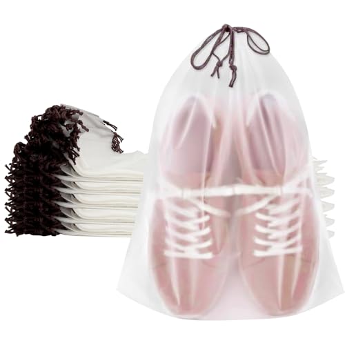 150 Pack Shoe Bags for Travel - 15.7' x 11.7' Large Clear Drawstring Bags - Waterproof Shoe Storage...
