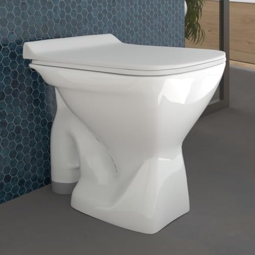 Image of Floor Mounted EWC Combo with Soft Close Slim Seat Cover (PP) - S Trap | 500x340x390mm | Sqaure Shape | Washdown Flushing | White Colour | 13 Kg | 10 Years Warranty