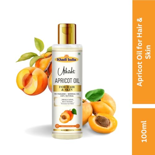 Image of Khadi Apricot Oil For Skin & Hair 100ml | Pure & Natural Oil for Hair Growth, Strengthening & Scalp | Non Sticky, Paraben & Mineral Oil Free | For All Hair Types | Daily Use for Men & Women