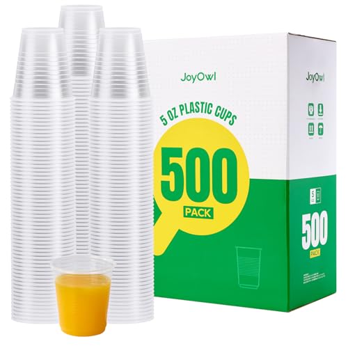 JoyOwl 500 Pack 5oz Disposable Plastic Cups, Small Drinking Cups for Party, Commercial Tasting, Snacks & School Events - Lightweight & Durable Plastic Water Tumblers